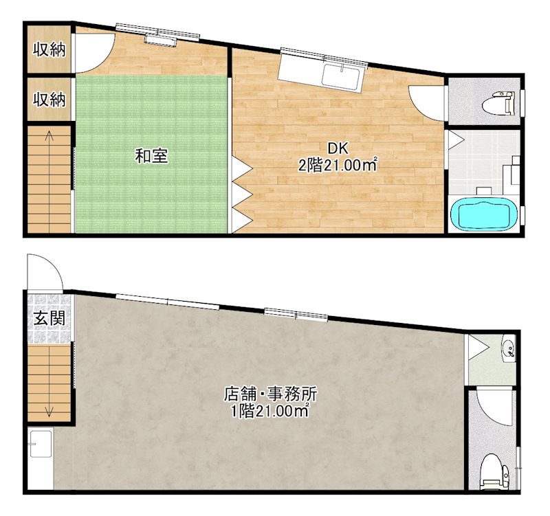 南旅篭町東4丁店舗付き住宅 間取り