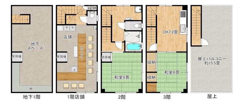 堺市堺区旭ヶ丘南町3丁店舗付き住宅 間取り