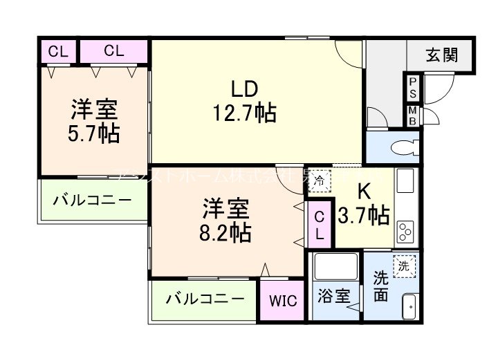 リベルト・ボヌールⅢ番館 広々とした間取りです