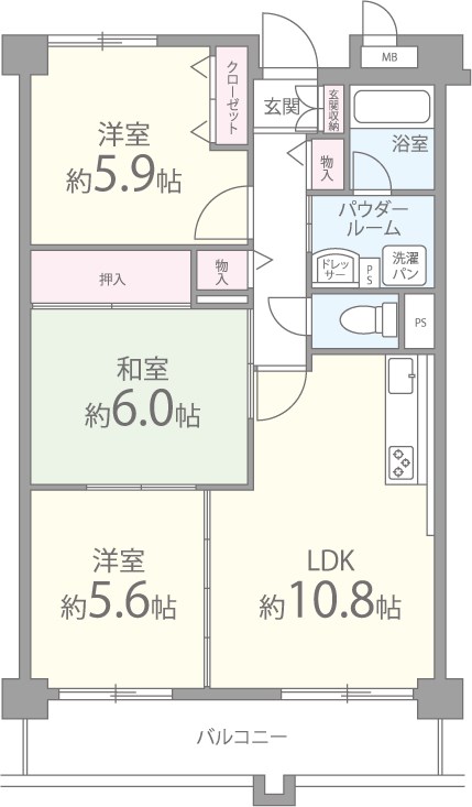 ウィステリア 角部屋・3LDK