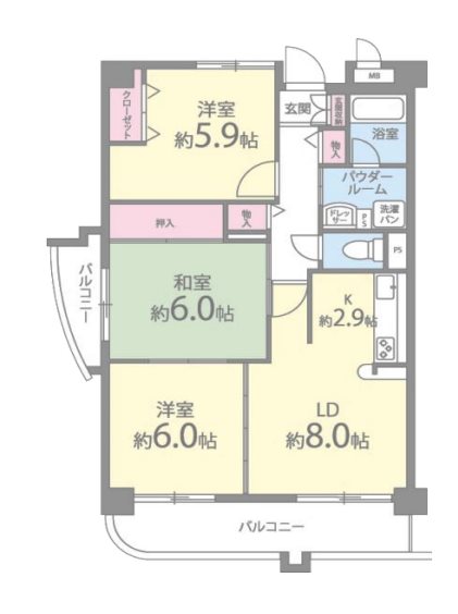 ウィステリア 角部屋・3LDK