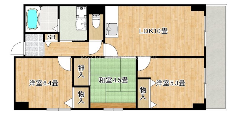 クリーンハイツ助松 広々とした間取り