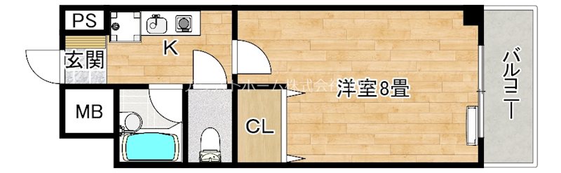サカイ東ビル 標準的な1Kの間取