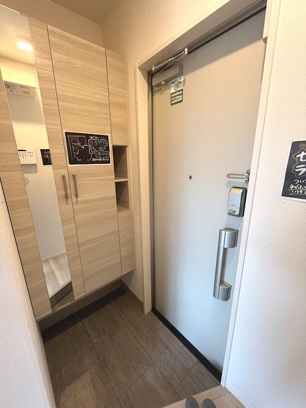 サニーグリーン お出かけ前にチェック♪ミラー付大きなシューズボックス!!センサーライトも便利です!!