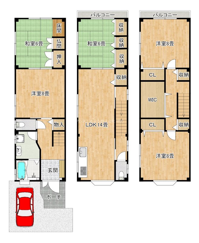三国ヶ丘一戸建貸家 間取り